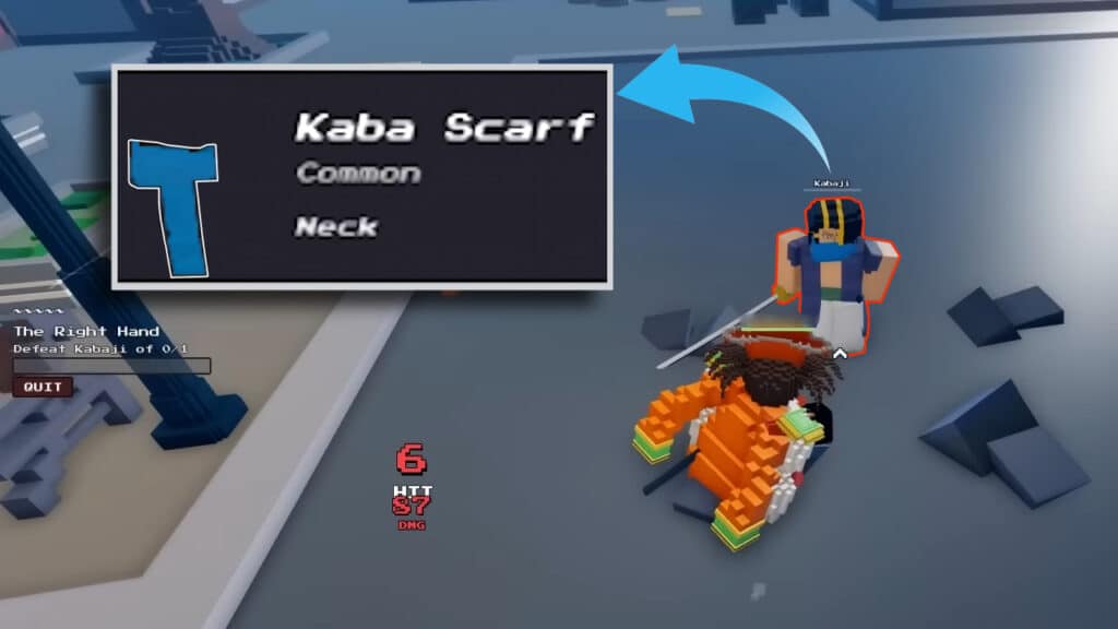 Fighting Kabaji to Unlock the Kaba Scarf in Roblox Pixel Piece Screenshot Sourced from YoDomm