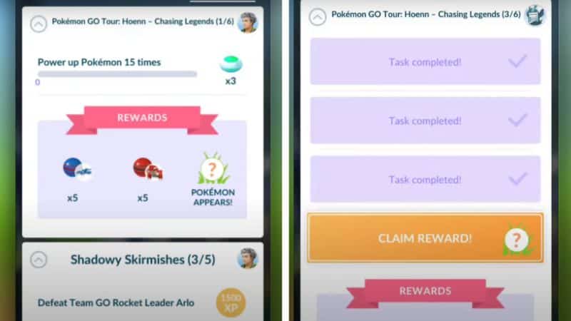 Pokémon GO Chasing Legends Complete all Research and Rewards