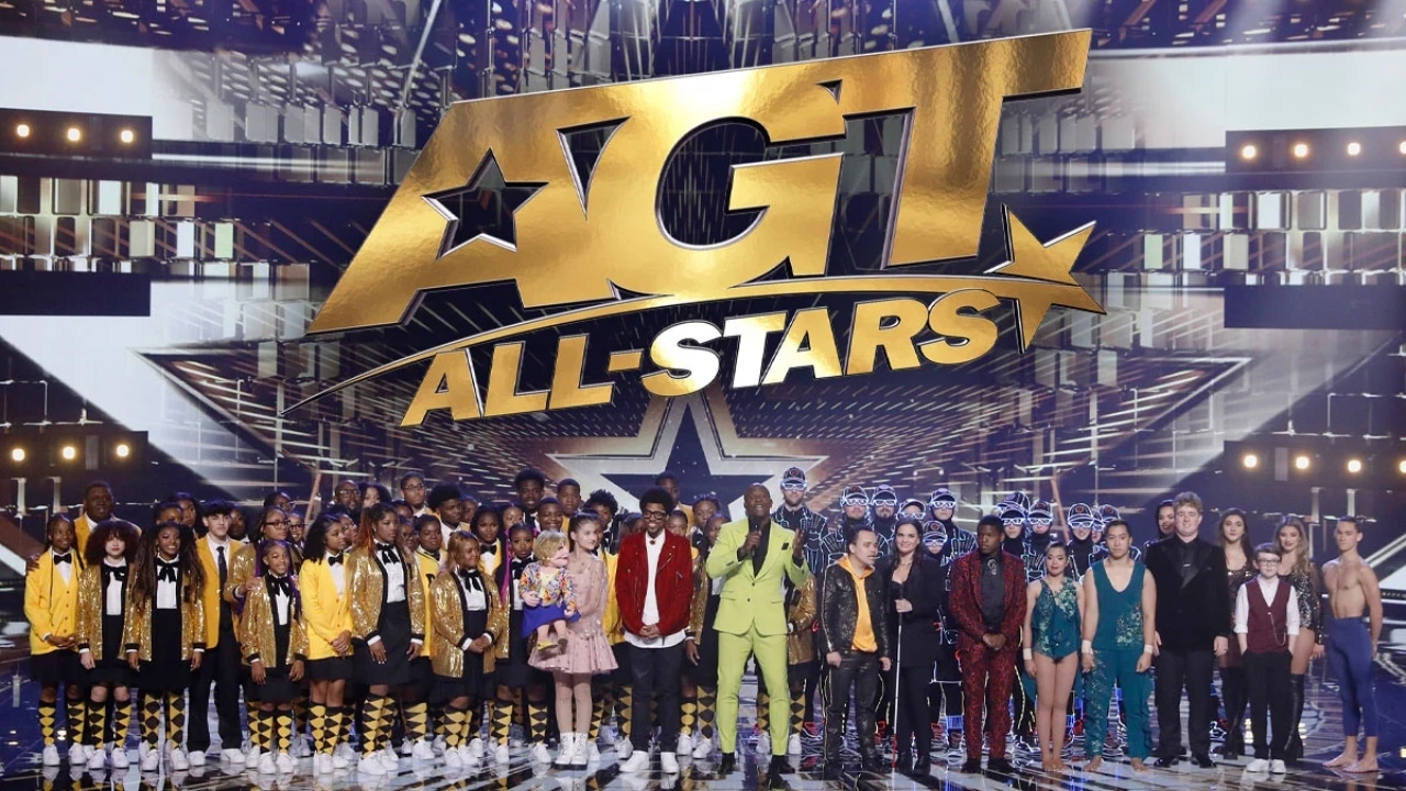 AGT All-Stars final 11 on stage with host Terry Crews