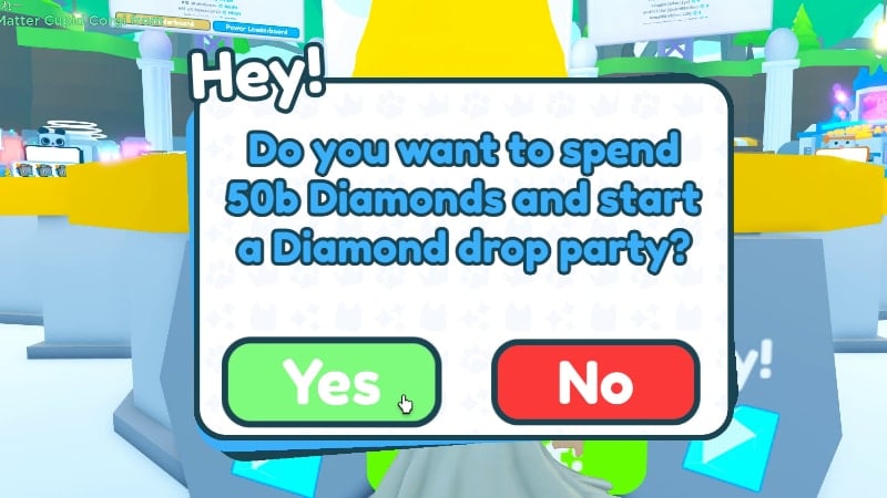 Diamond Party Message in Pet Simulator X