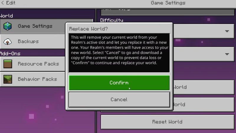 Replace World Solution for Minecraft Bedrock Realm Outdated Server Error
