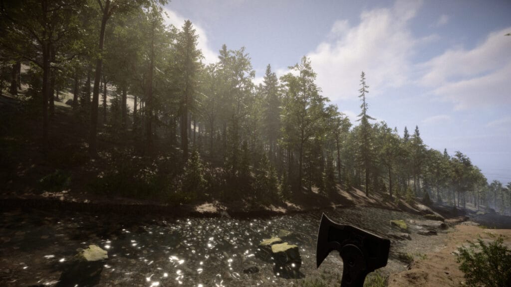 A view of the river and forest in Sons of the Forest