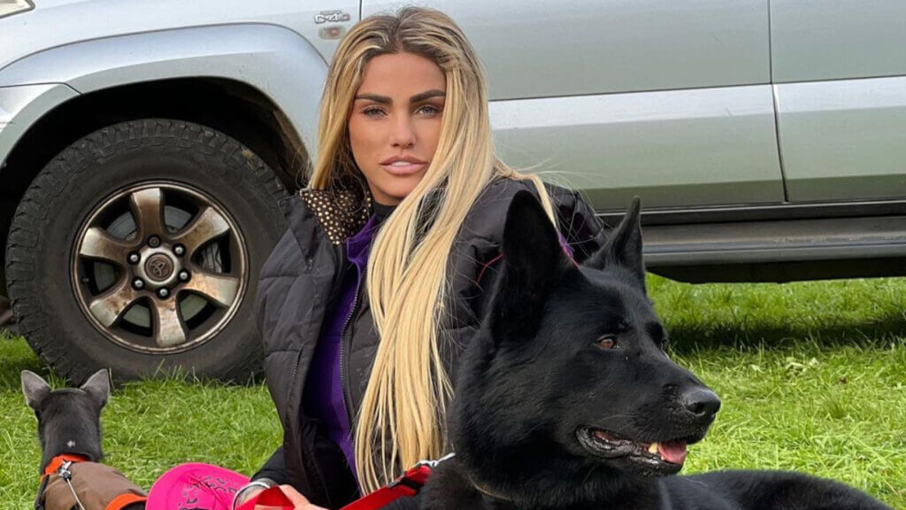 Katie Price posses with her dog