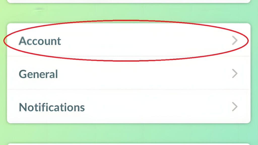 The settings screen in Pokemon Go, which allows you to change your nickname
