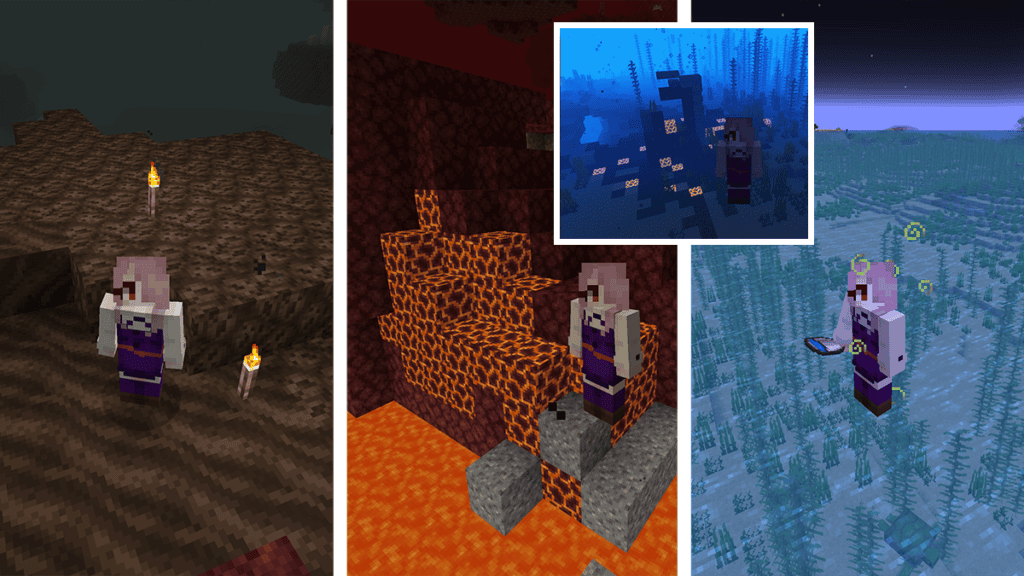 Soul Sand Magma Block and Kelp In Minecraft