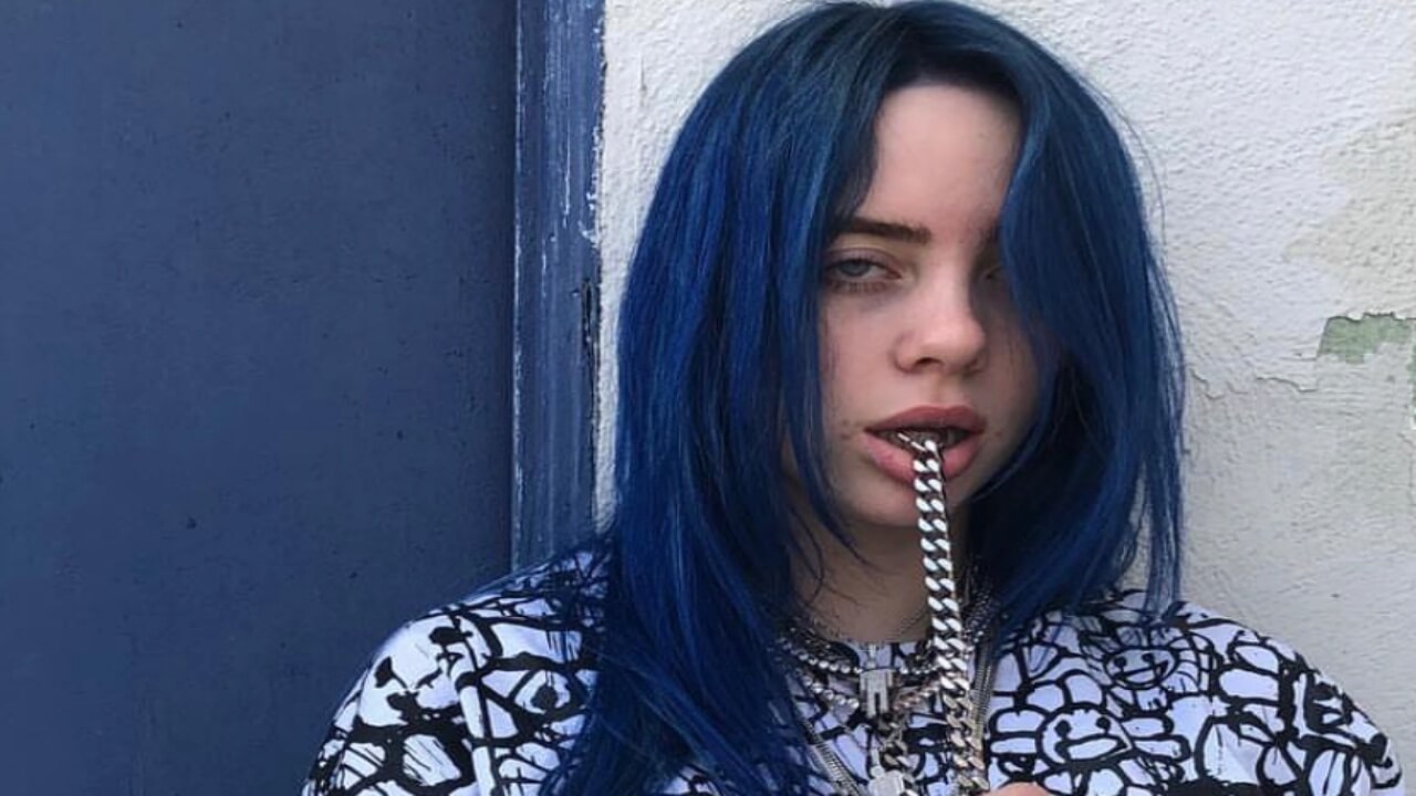 Billie Eilish's iconic blue hair and outfit - wide 1