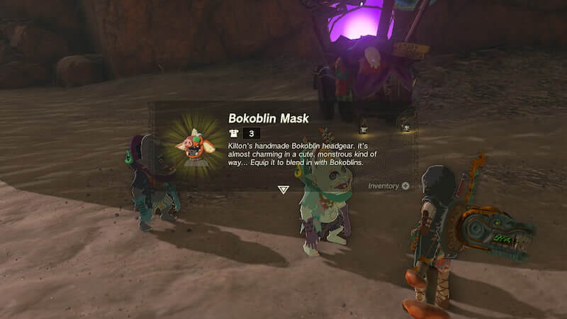 the Bokoblin Mask in Zelda Tears of the Kingdom TOTK Zelda Side Quest