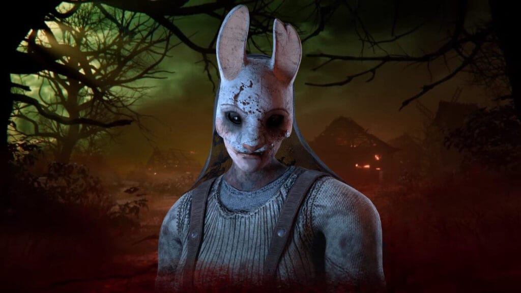 A close-up of the Huntress in Dead by Daylight