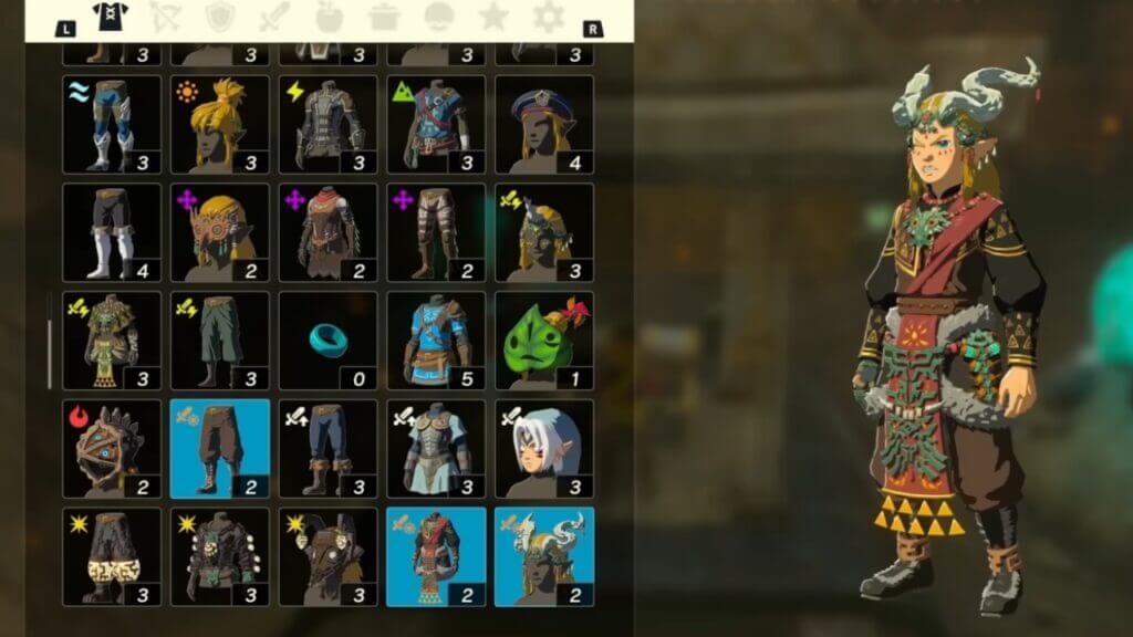 The Ember set with Ember Shirt in Zelda Tears of the Kingdom.