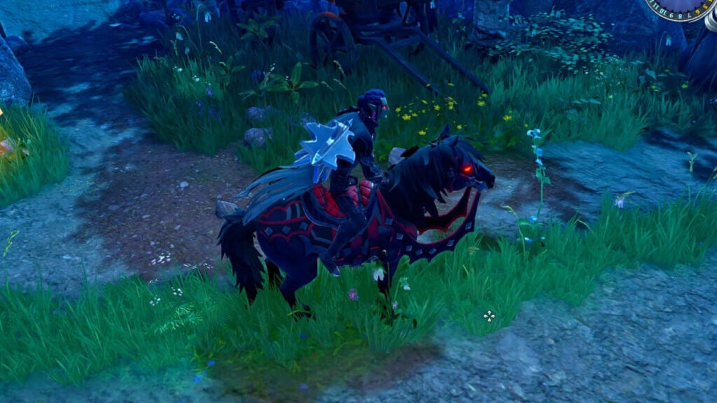 Player mounting Vampire Horse in V Rising