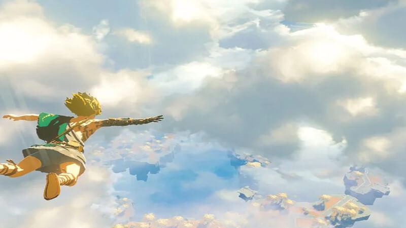 Link falling from the sky.