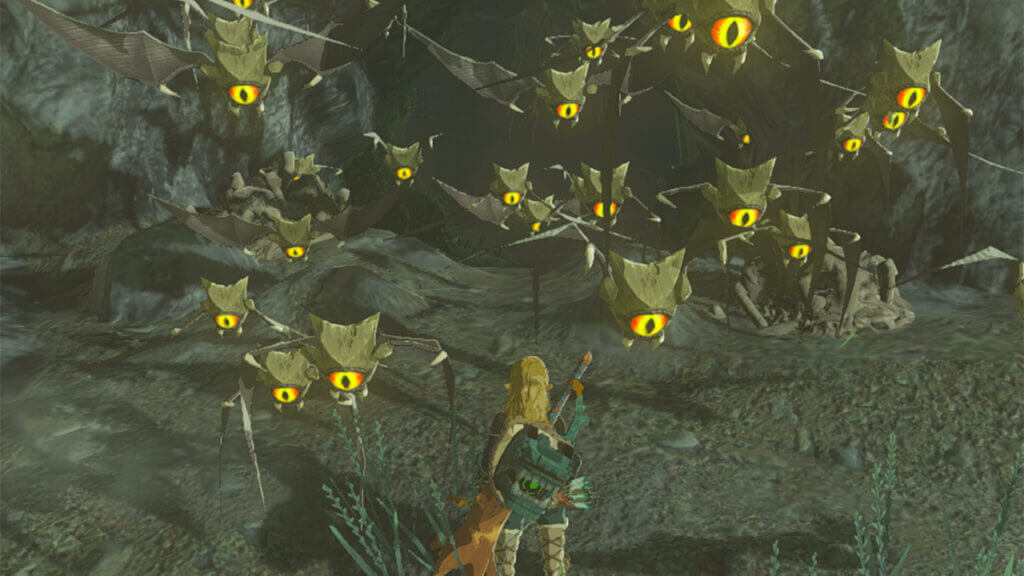 A swarm of Keeses in Zelda Tears of the Kingdom.