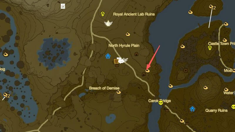 Zelda Tears of the Kingdom: North Hyrule Plain Cave Map Location