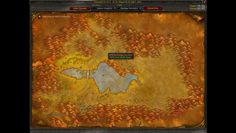 Quesie, bəzi əhəmiyyətli yerləri göstərərək oyunçuya kömək edir. Warcraft klassik əlavələrinin ən yaxşı dünyası