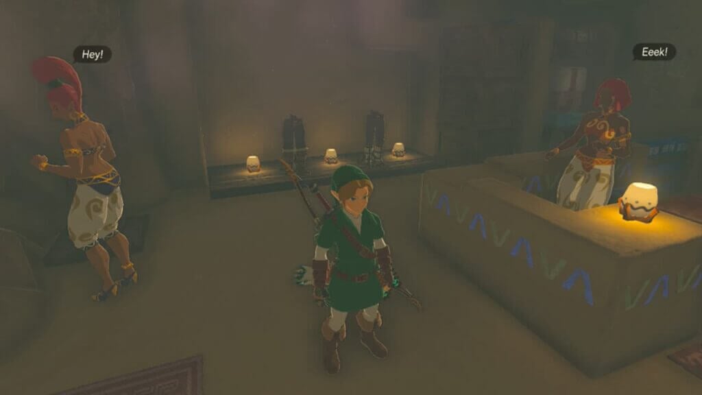 Link standing in the Gerudo Secret Club in Tears of the Kingdom.