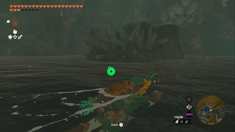 Link swimming through the cave for the Rubber Tights in Tears of the Kingdom