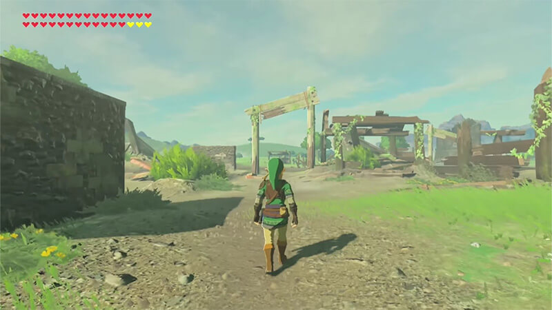 The ruins of Lon Lon Ranch in Breath of the Wild, before Tears of the Kingdom.