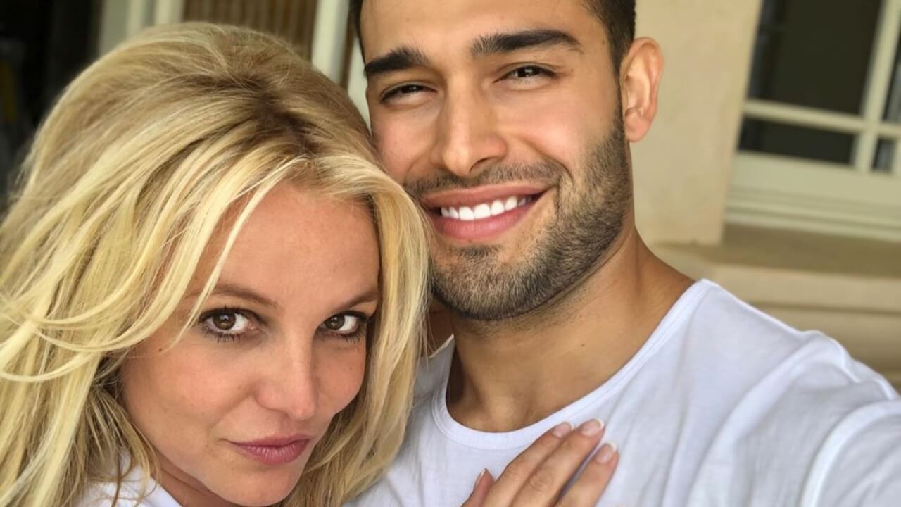 Britney Spears smiles with Sam Asghari