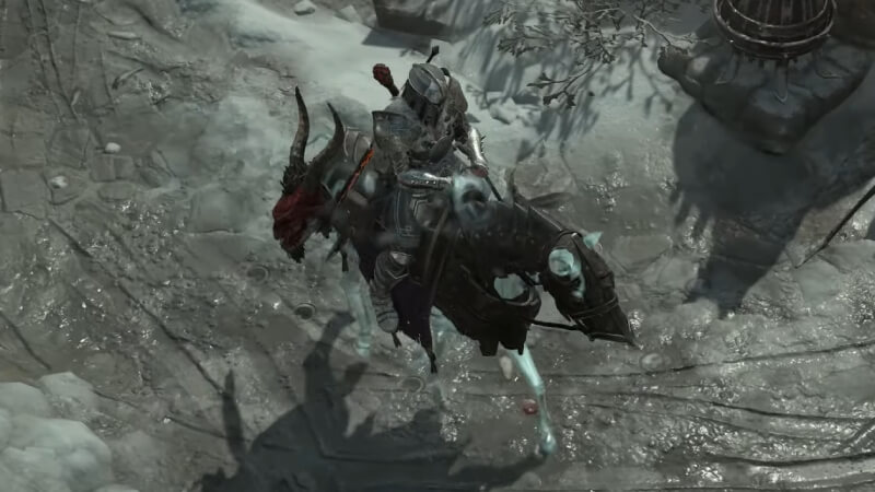 Diablo 4 character riding Ghastly Reins horse aka Spectral Charger