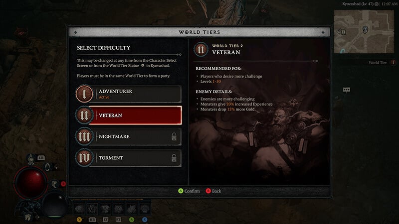 Level 2 difficulty in Diablo 4