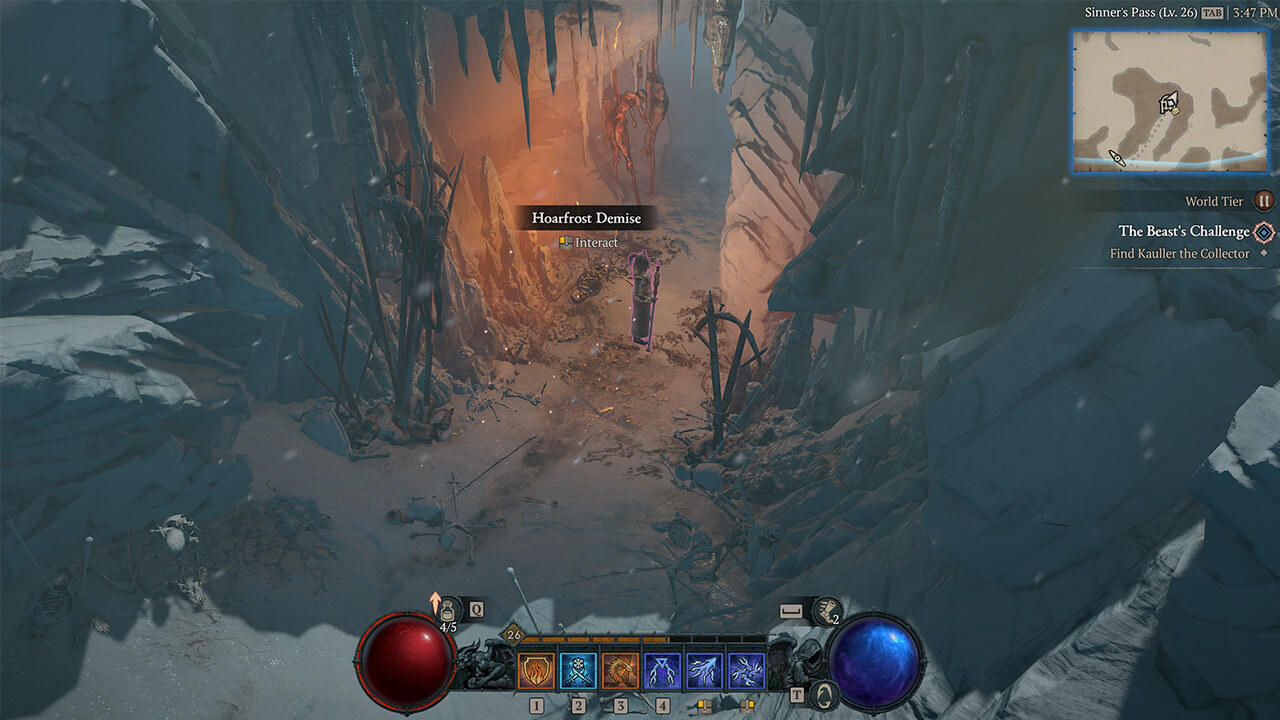 Entrance to the Hoarfrost Demise Dungeon in Diablo 4