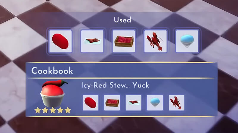 Icy-Red Stew Yuck Recipe for the Rainbow Potion in Dreamlight Valley