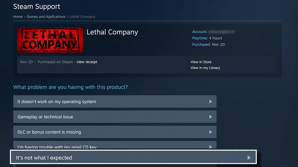 Lethal Company Steam Refund