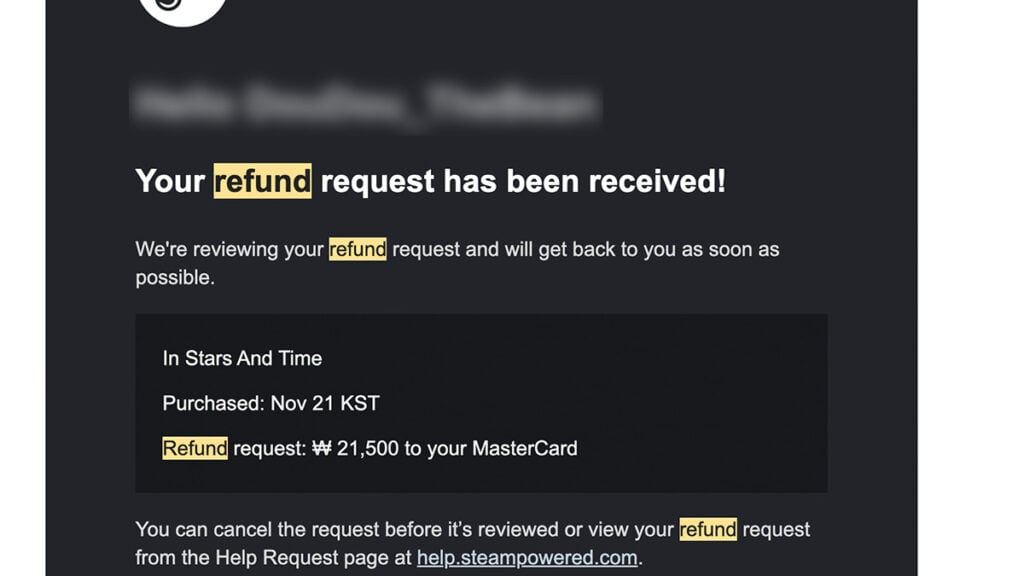 Refunding a Game on Steam