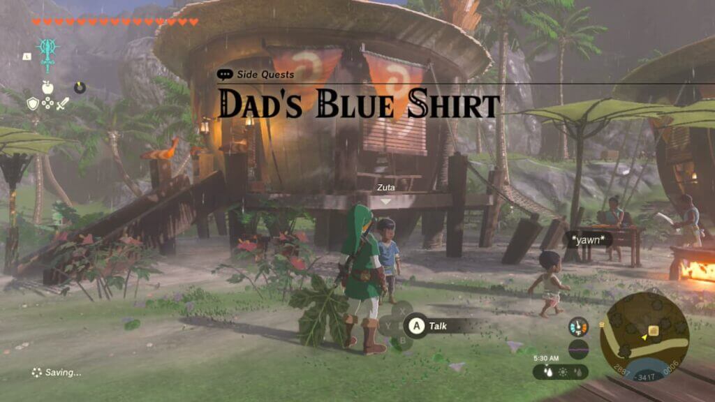 how to complete the dads blue shirt zelda