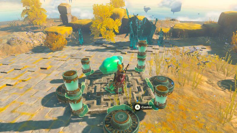 Build a flying device and attach the sky crystal to transport it to the shrine