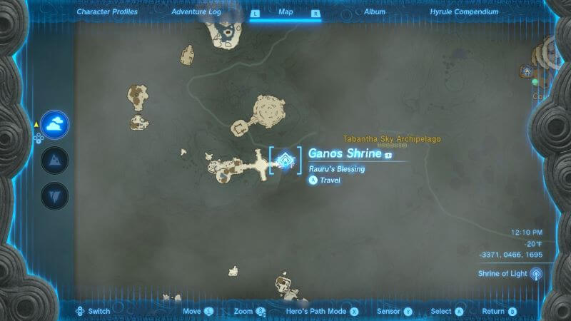 Where to find the Tabantha Sky Crystal shrine quest map location