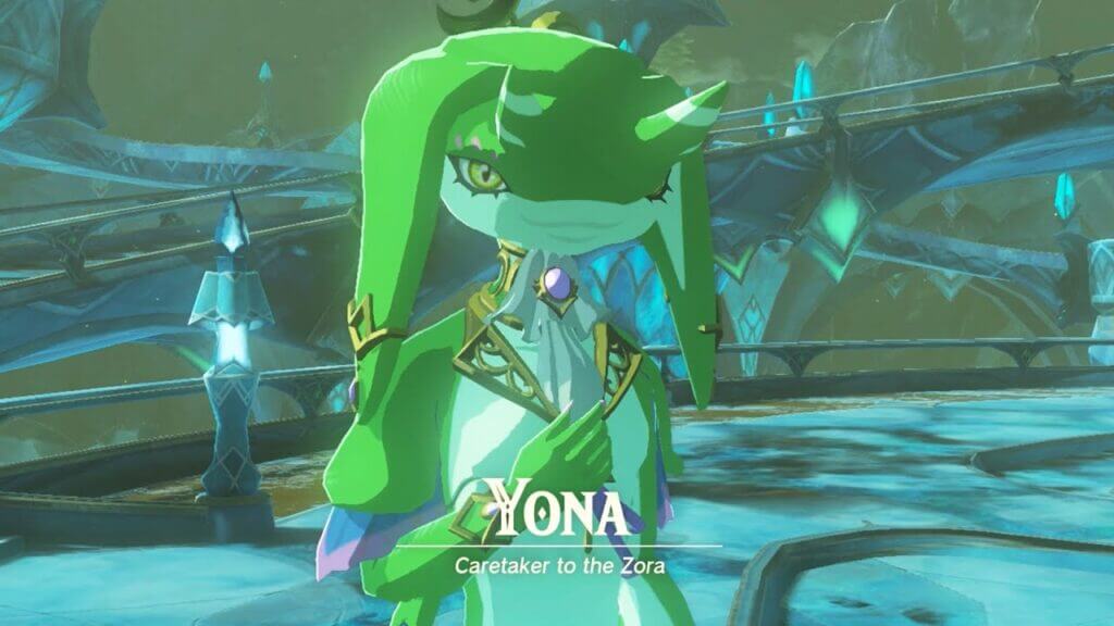 Yona gets you started on the quest where you can find the Zora Greaves in Zelda Tears of the Kingdom.