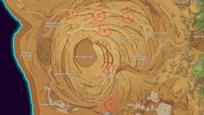 Genshin Impact Mysterious Stone Slate locations in the Desert of