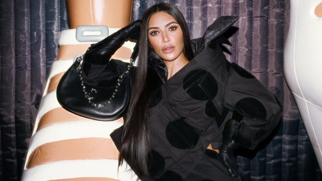 Kanye West's ex wife and beauty mogul Kim Kardashian rocking black ensemble in promotional photo