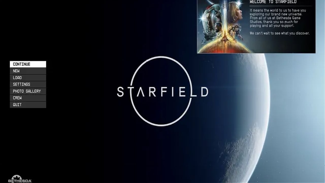 Starfield's start screen looks great, but the internet doesn't think so.