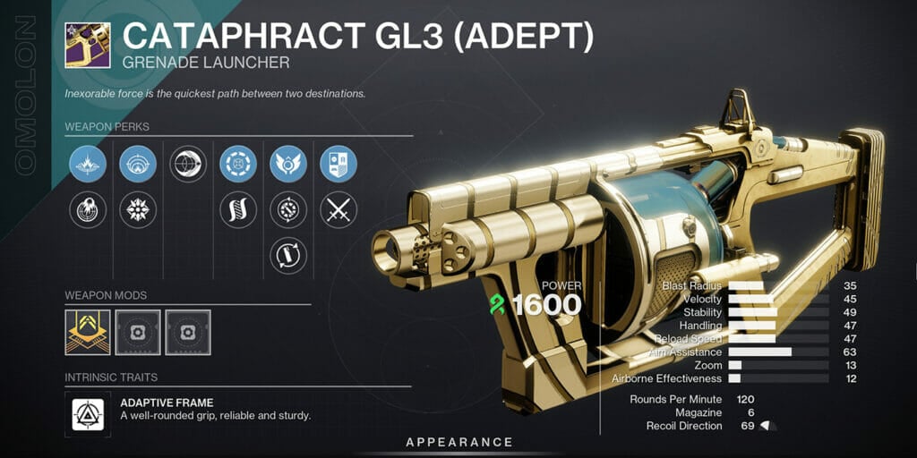 Cataphract GL3 Destiny 2 God Rolls and Stats