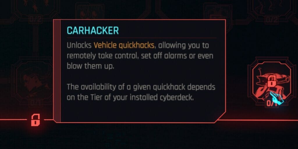 Carhacker, one of the best Perks in Cyberpunk 2077