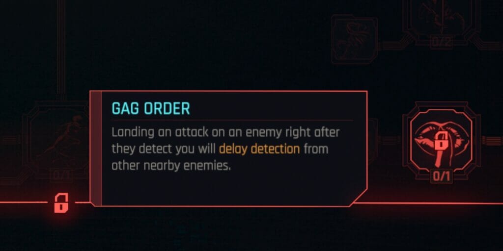 Gag Order, one of the best Cool Perks in CD Projekt Red's dystopian RPG