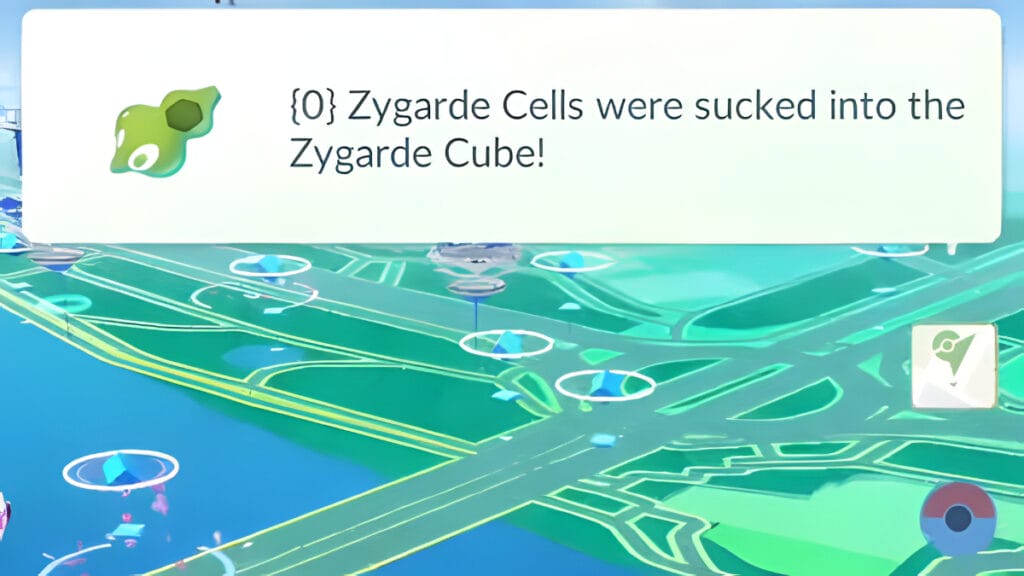 The player collects Zygarde Cells in Pokemon GO