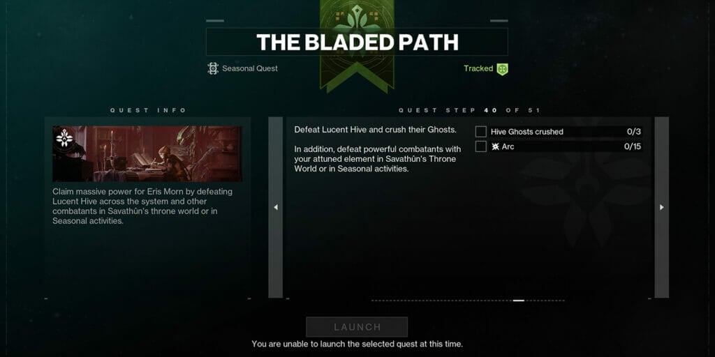 Season of the Witch Quest The Bladed Path Step 40