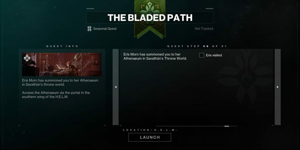 Season of the Witch Quest The Bladed Path Step 46