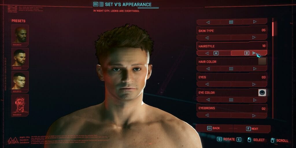 David Character Creation in Cyberpunk 2077