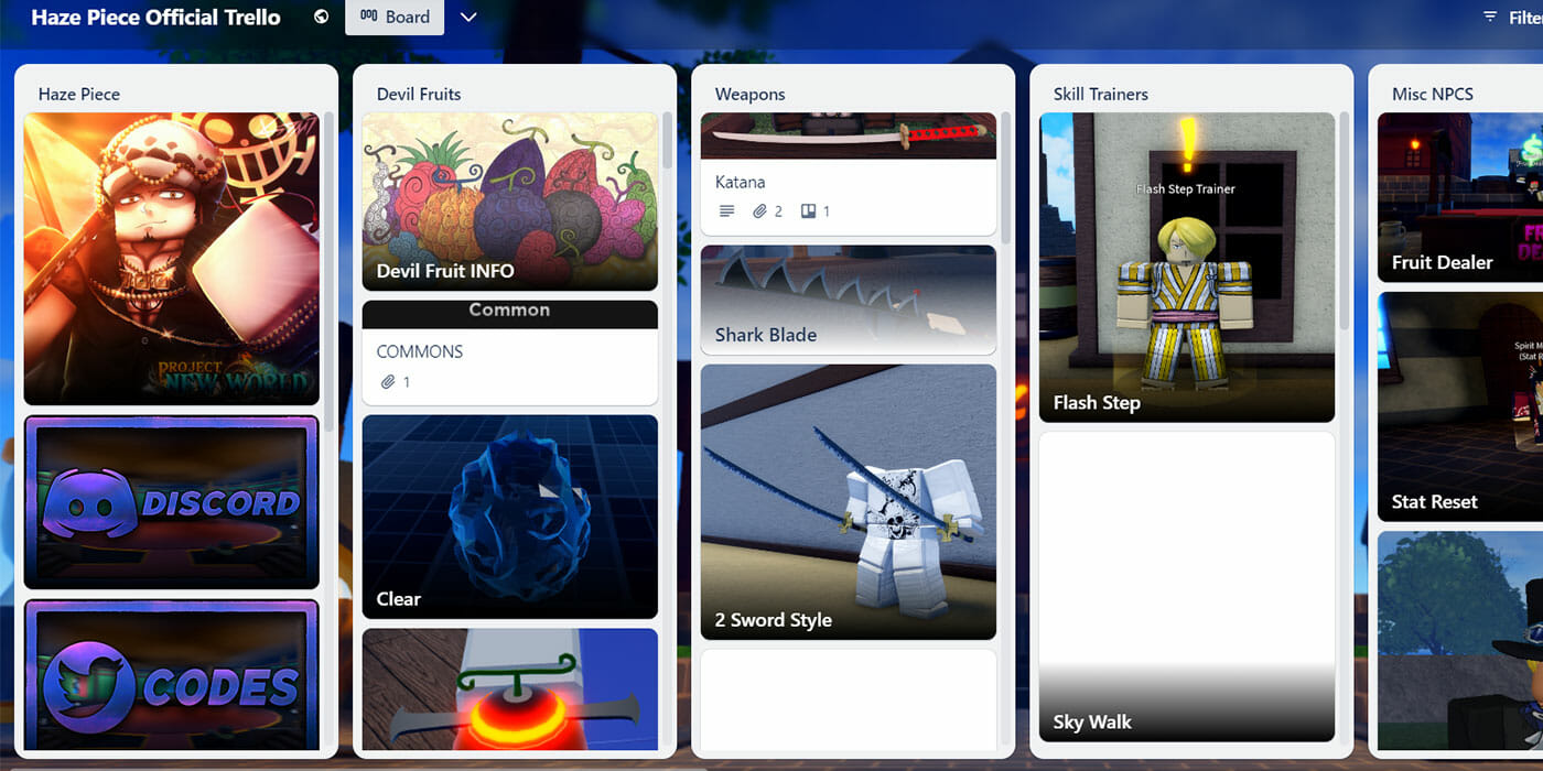 Haze Piece Roblox: Trello and Discord Links