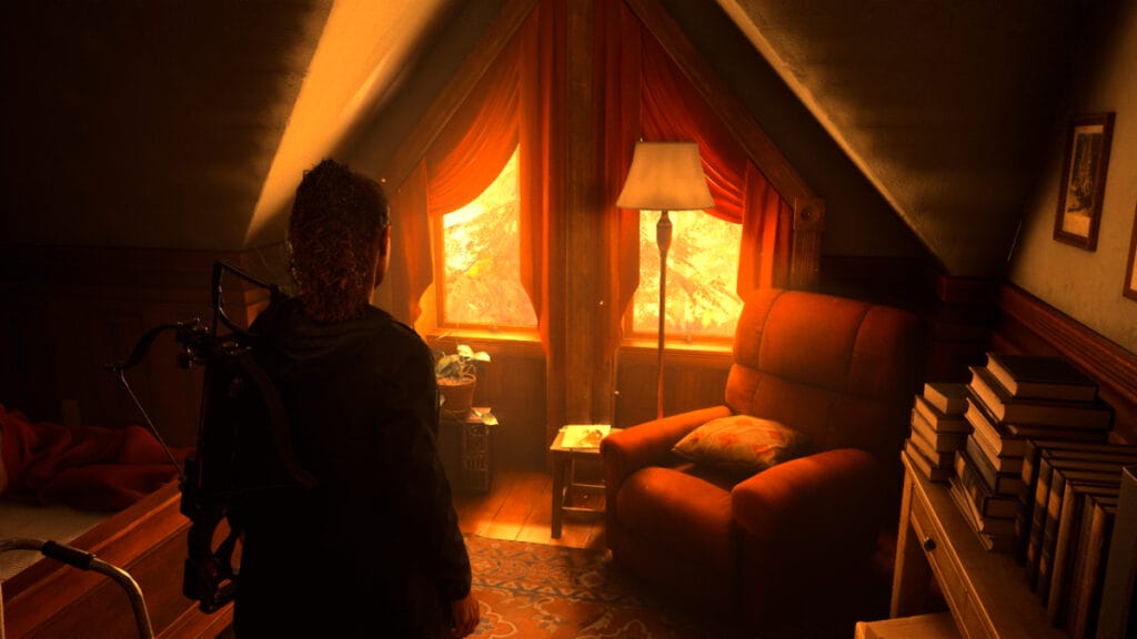 A brightly lit room in Alan Wake 2
