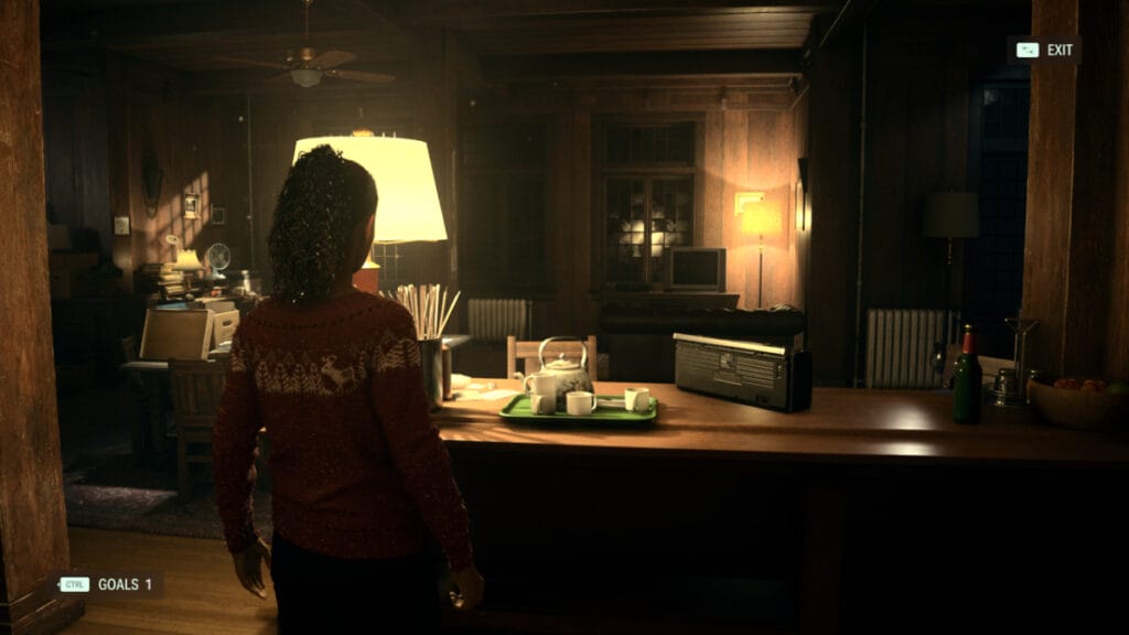 Saga stands in the Memory Place in Alan Wake 2
