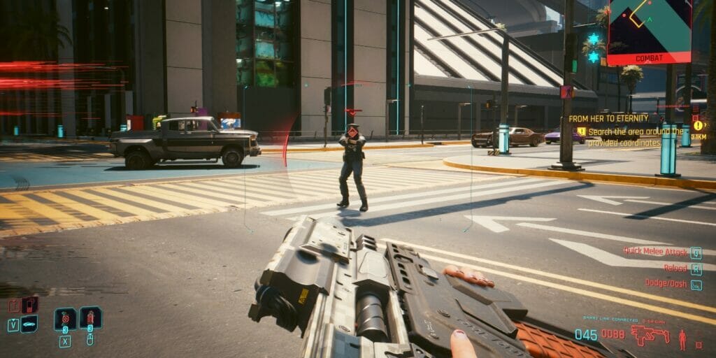 V auto-locks with a Smart Weapon in Cyberpunk 2077