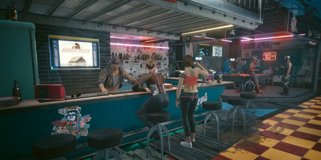 A bar in Cyberpunk 2077