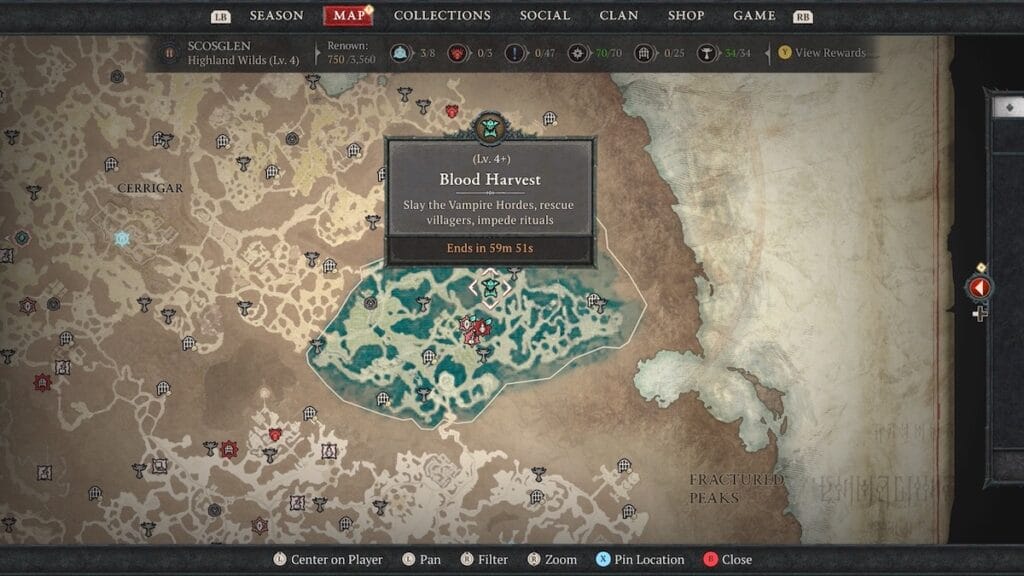 Diablo 4 Season 2 Blood Harvest map