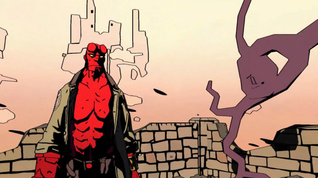 Hellboy stands in the first realm of Hellboy: Web of Wyrd
