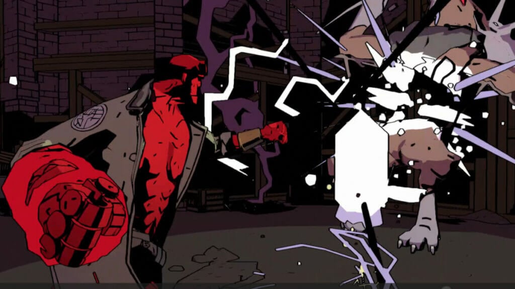 Hellboy lands a devestating punch in Hellboy: Web of Wyrd by Upstream Arcade
